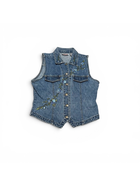 Bill Blass Jackets & Blazers - Vintage Bill Blass Floral Embroidered Denim Vest Medium